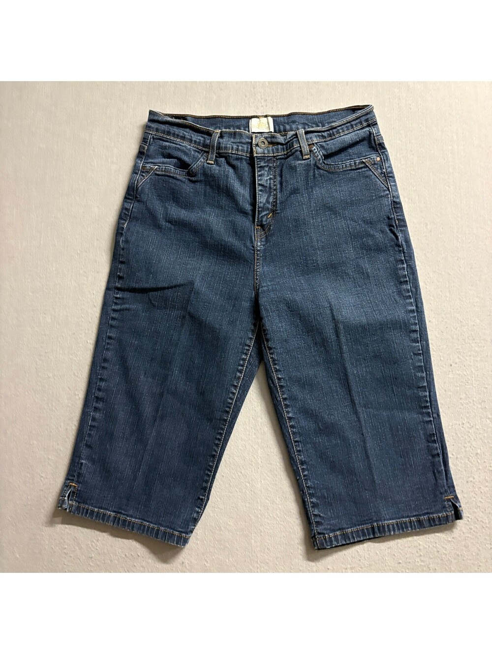 Levi's 512 Perfectly Slimming Denim Bermuda Shorts Womens Size 14 Blue Stretch